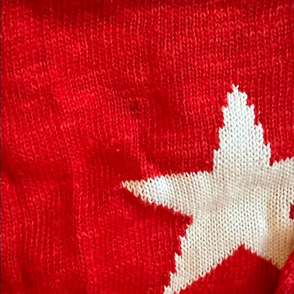 Boston Proper Red Cardigan with White Star Design - Picture 6 of 8